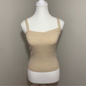 Avec Les Filles Beige Ribbed Camisole xs